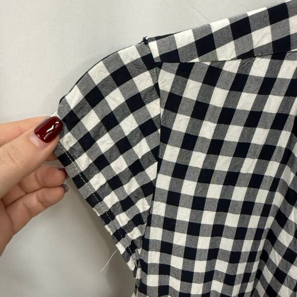 J. Crew Midi Gingham Navy White Wrap Dress XS - Picture 4 of 7